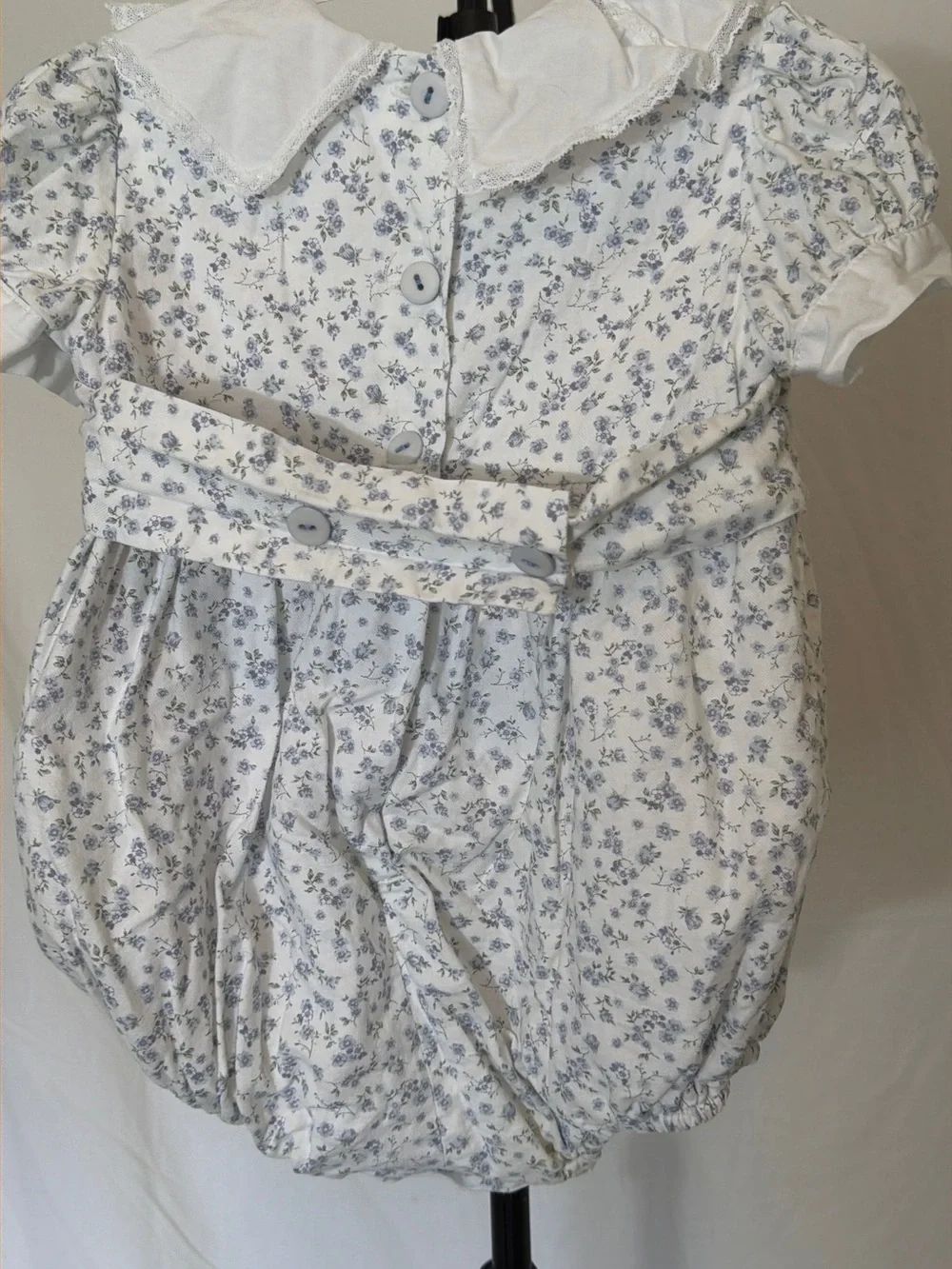 Sal & Pimento Organic Cotton Blue Floral Bubble/Romper – 18M 🌸🩵
